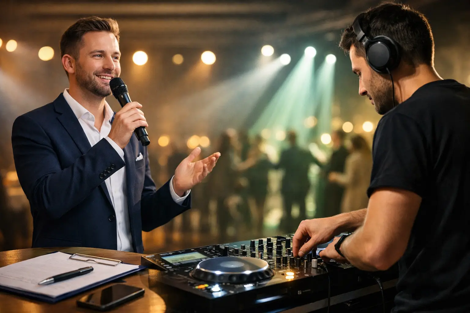 Reserva un moderador y un DJ para tu evento